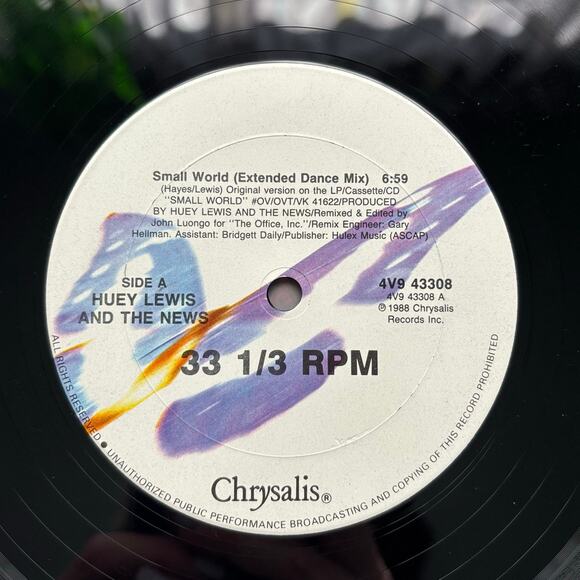 Vintage Huey Lewis & The News Small World Vinyl Record - Picture 5 of 7